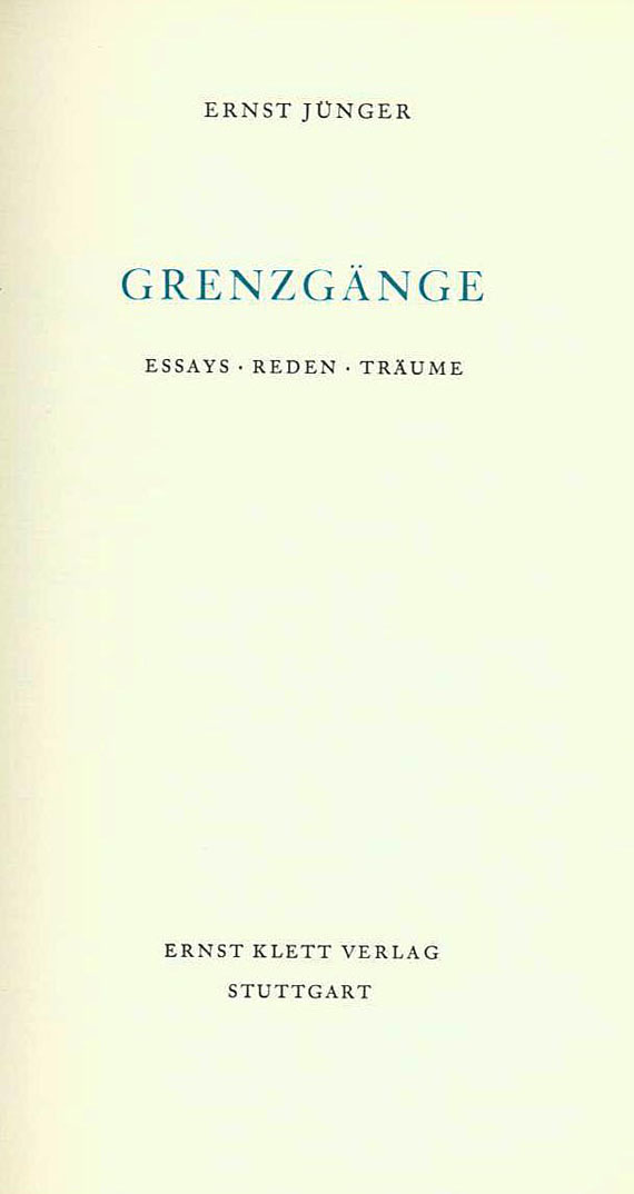 Ernst Jünger - Grenzgänge, 1966