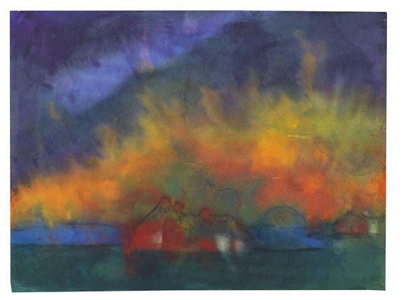 Emil Nolde - Marschlandschaft um Utenwarf (Bauerngehöft mit Abendhimmel)