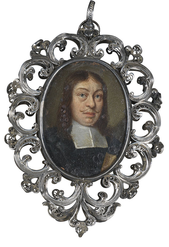  Miniatur - Porträt des Paul Fleming (1609-1640), Arzt und Schriftsteller am Hofe Herzog Friedrich von Holstein- Gottorf