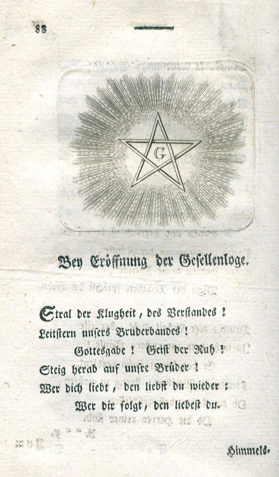 Freimaurer - Sammlung auserlesener Freymaurer-Lieder. 1790