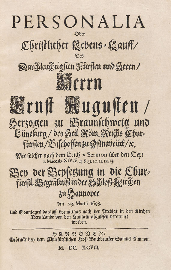 Ernst August von Hannover - Sammelband. 1698-1704.
