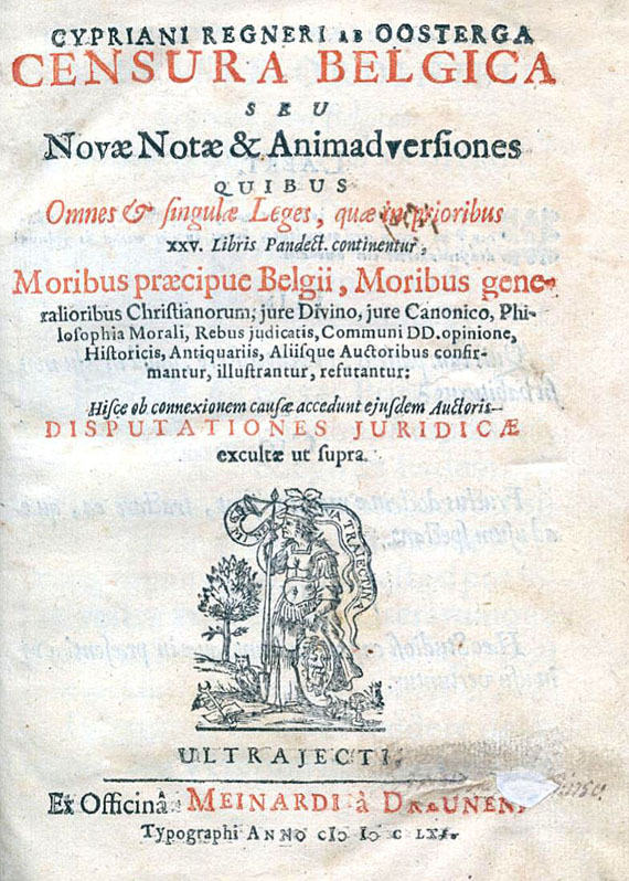 Cyprianus Regnerus ab Oosterga - Censura Belgica. 1661.