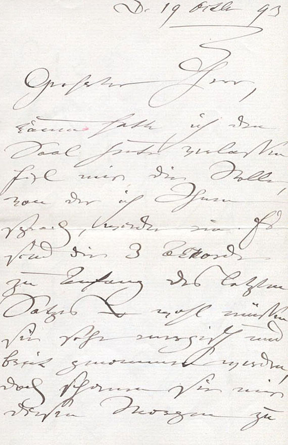 Clara Schumann - 1 Autograph. 1893.