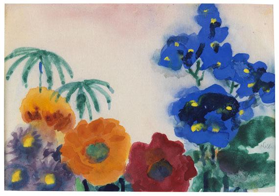 Emil Nolde - Blumenstillleben mit Astern, Mohn und Rittersporn