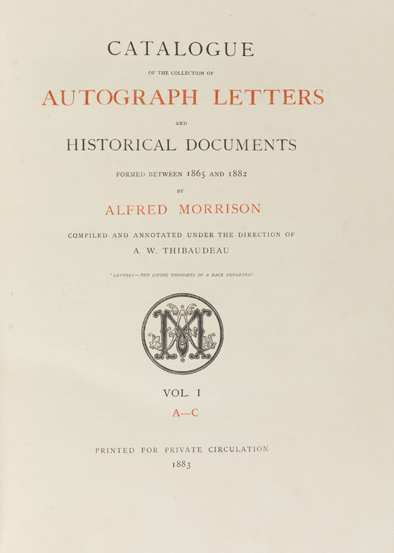 Alfred Morisson - Collection of Autograph Letters. 6 Bde., 1883ff. - Altre immagini