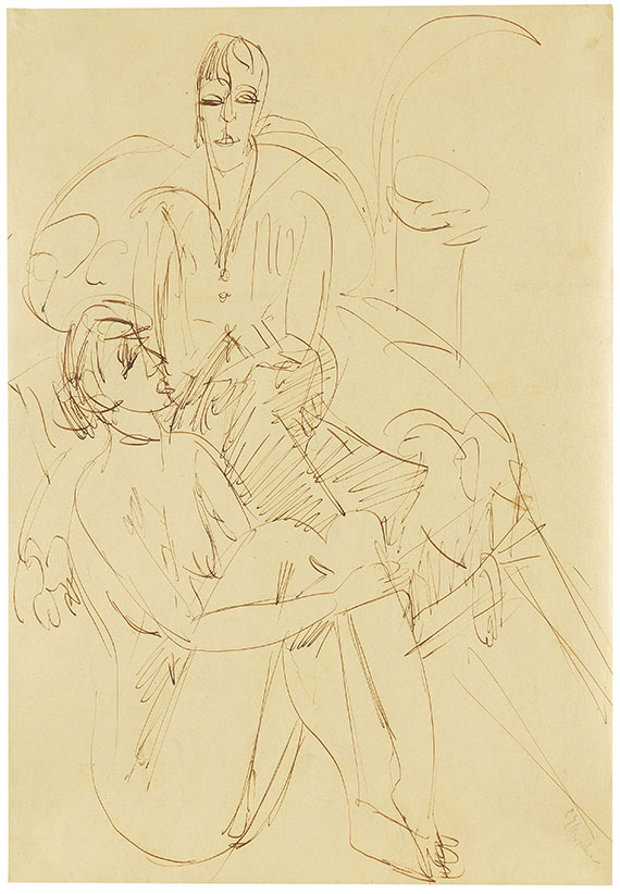 Ernst Ludwig Kirchner - Hockender Akt und sitzende Dame