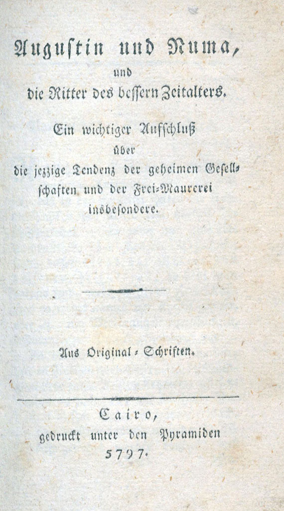  Freimaurer - Augustin und Numa. 1797.