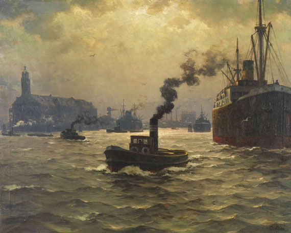 Paul Wolde - Hamburger Hafen mit Kehrwiederspitze