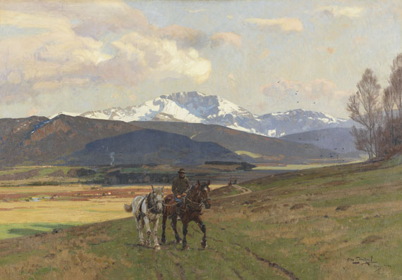 Otto Strützel - Reiter in Gebirgslandschaft (Benediktenwand)