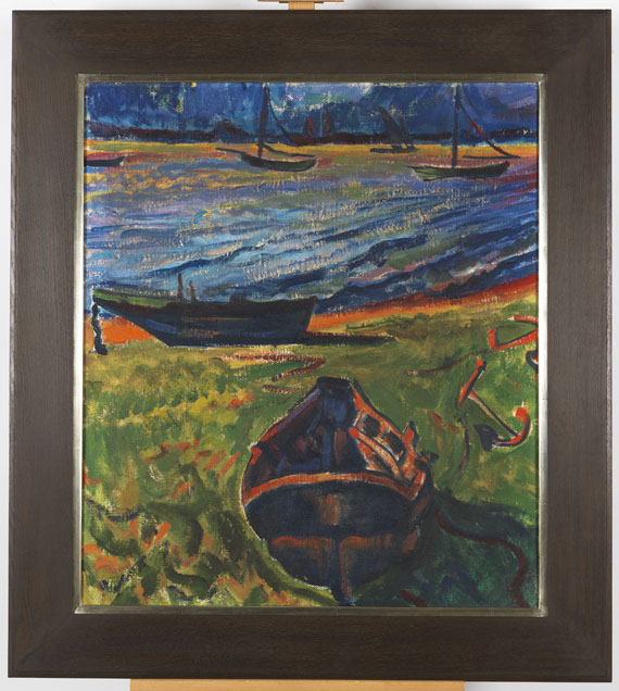 Hermann Max Pechstein - Boote am Dangaster Priel / Kühe - Cornice