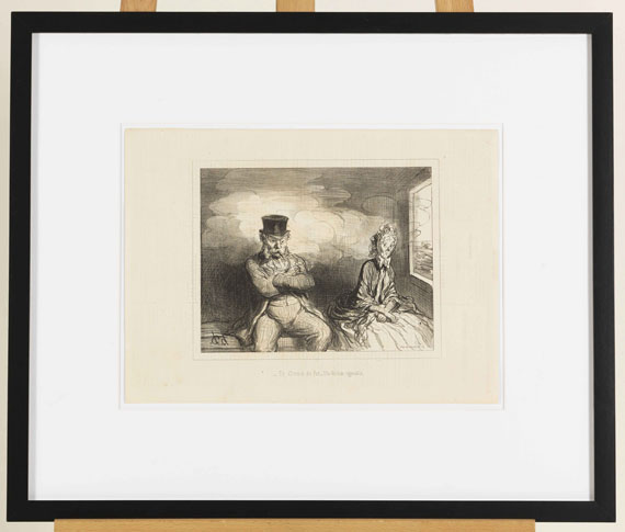 Honoré Daumier - En Chemin de Fer ... Un Voisin agréable - Cornice