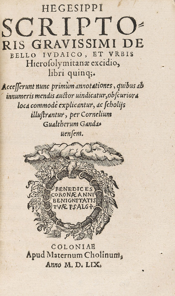 Hegesippus - De bello iudaico. 1559