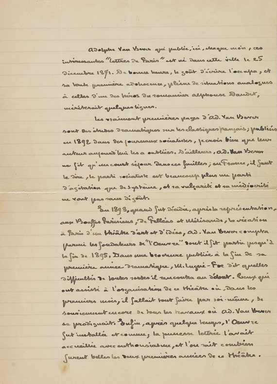 Paul Léautaud - Eigh. Manuskript. 1898