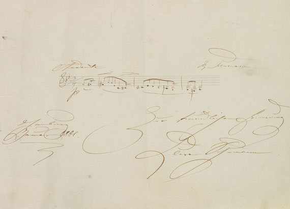 Clara Schumann - Eigh. Albumblatt mit Notenzitat. Hamburg 1861.
