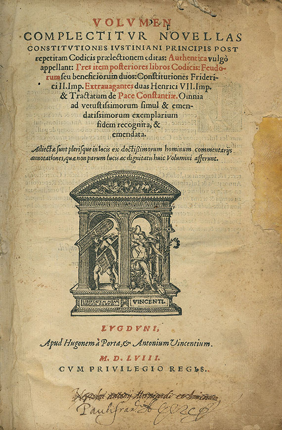  Justinianus - Volumen complectitur. 1558