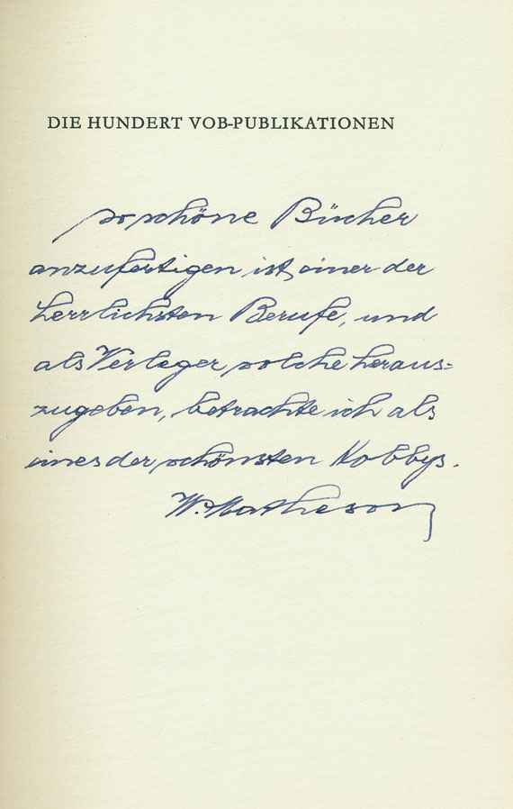 William Matheson - Die hundert VOB-Publicationen. 1965