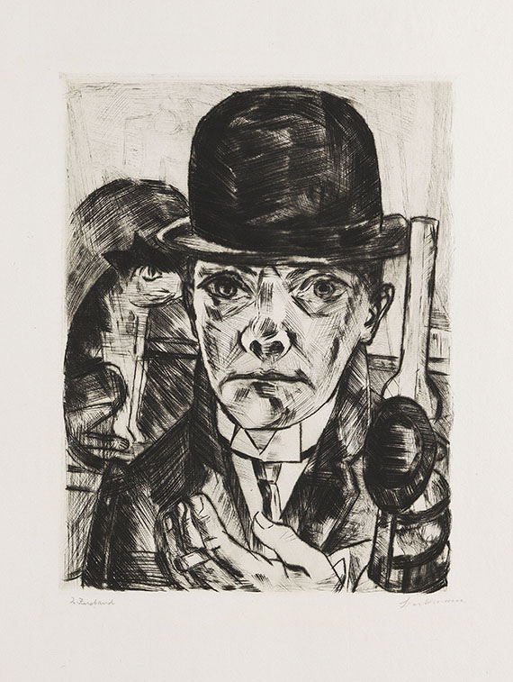 Max Beckmann - Selbstbildnis mit steifem Hut