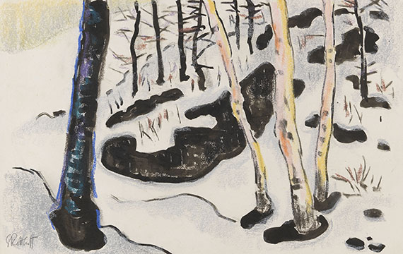 Karl Schmidt-Rottluff - Birkenstämme im Schnee