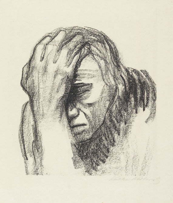 Käthe Kollwitz - Lithografie (Nachdenkende Frau).