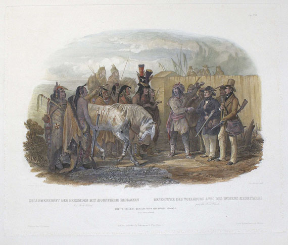 Indianer - 1 Bl. Zusammenkunft der Reisenden (Karl Bodmer).