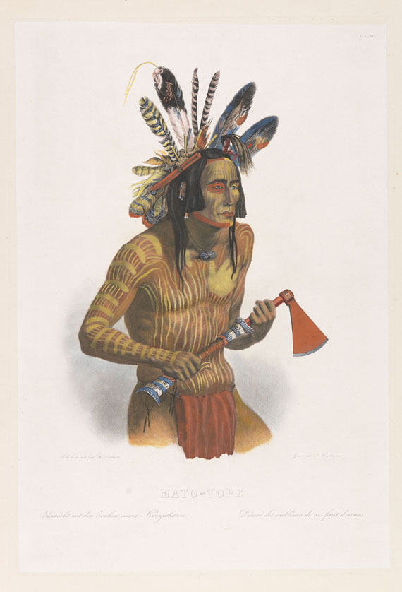  Indianer - 1 Bl. Mato-Tope, Geschmückt (Karl Bodmer).