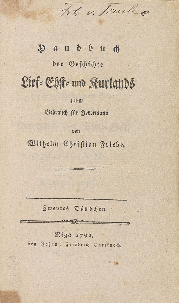 Wilhelm Christian Friebe - Handbuch der Geschichte Lief- Ehst- und Kurlands. 5 Bde. 1791-1794 - Altre immagini