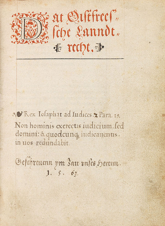 Ostfriesisches Landrecht - Oistfreessche Lanndtrecht. 1563