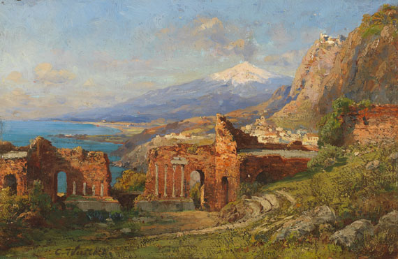 Carl Wuttke - Blick vom antiken Theater in Taormina auf den Ätna