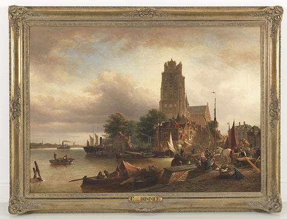 Elias van Bommel - Ansicht von Dordrecht mit der Grote Kerk - Cornice