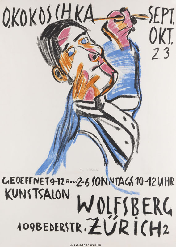 Kokoschka - Selbstbildnis von zwei Seiten als Maler (Plakat)