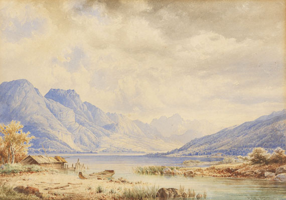 Anton Doll - Bergsee mit Bootshaus