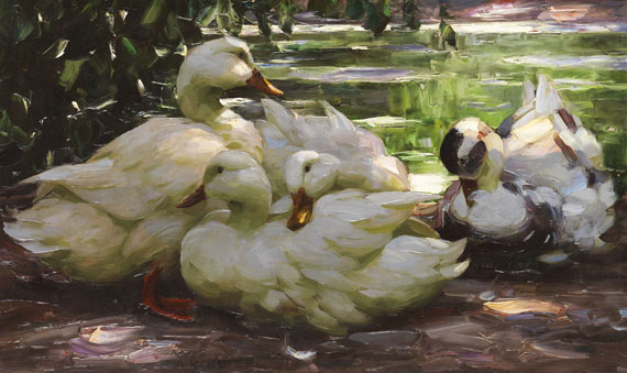 Alexander Koester - Enten am Ufer