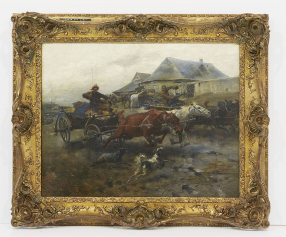 Josef von Brandt - Dahinjagende Fuhrwerke - Cornice