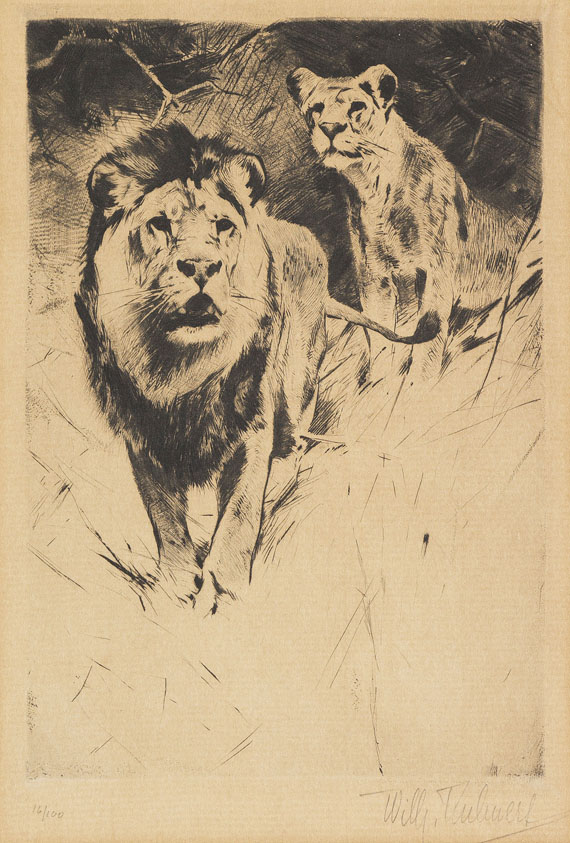 Wilhelm Kuhnert - 4 Bll: Indischer Elefant. Tiger. Löwen. Löwe sitzend - Altre immagini