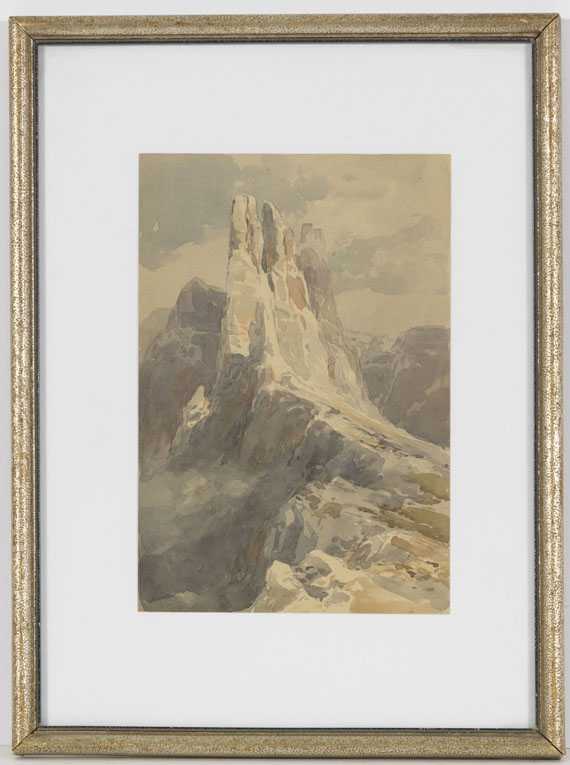 Edward Theodore Compton - Blick auf die Vajolet-Türme in den Dolomiten - Cornice