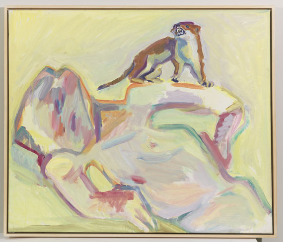 Maria Lassnig - Ich bin der Hlg. Franziskus der Waldtiere (Selbstporträt mit Marder) - Cornice