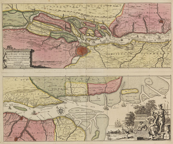 Hamburg - 1 Bl. Eine accurate Charte von der Elbe-Strohm (Himmerich).