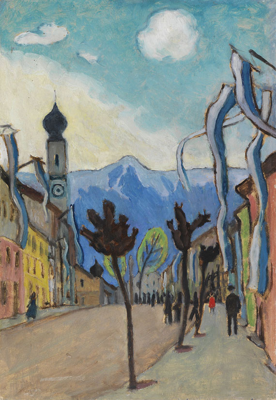 Gabriele Münter - Murnau, Hauptstrasse am Sonntag im Mai