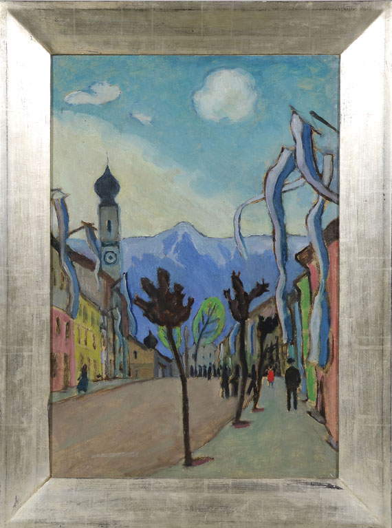 Gabriele Münter - Murnau, Hauptstrasse am Sonntag im Mai - Cornice