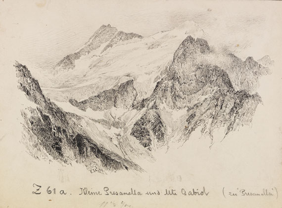 Edward Theodore Compton - 2 Bll.: Blick auf die Presanella. Bei der Villerspitze