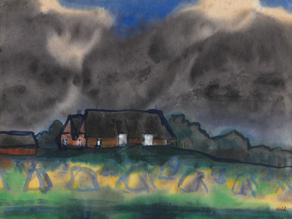 Emil Nolde - Bauernhof (Hof Hülltoft) in Nordfriesland mit Korndiemen