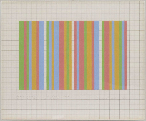 Bridget Riley - Short movement using double widths green, red, blue and yellow - Cornice