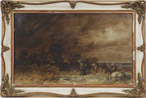 Wilhelm Busch - Wiedensahler Bockmühle bei aufziehendem Sturm - Cornice