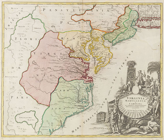  Nordamerika - 2 Bll. Pensylvania (Lotter) und Virginia, Marylandia (Homann). - Altre immagini