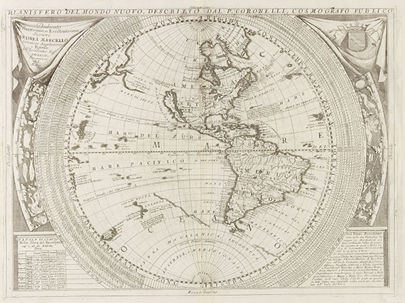  Weltkarte - 3 Bll. Planisfero vecchio (&) nuovo, Aevi veteris (Coronelli).