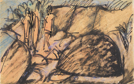 Ernst Ludwig Kirchner - Drei Figuren auf Fehmarn (Postkarte)