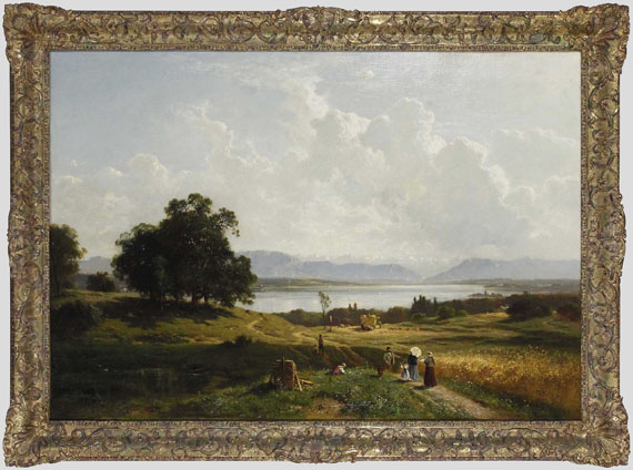 Adolf Heinrich Lier - Der Starnberger See von Pöcking aus gesehen - Cornice