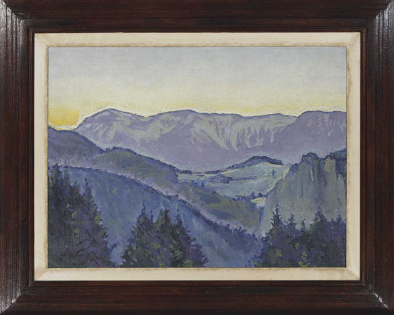 Koloman Moser - Blick auf die Rax von der Villa Mautner v. Markhof im Abendlicht - Cornice