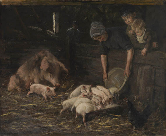 Max Liebermann - Die Wochenstube - Schweinekoben