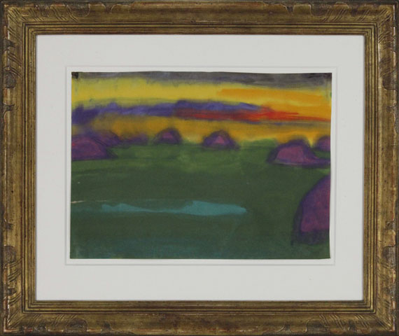 Emil Nolde - Abendliche Marschlandschaft mit Heudiemen - Cornice